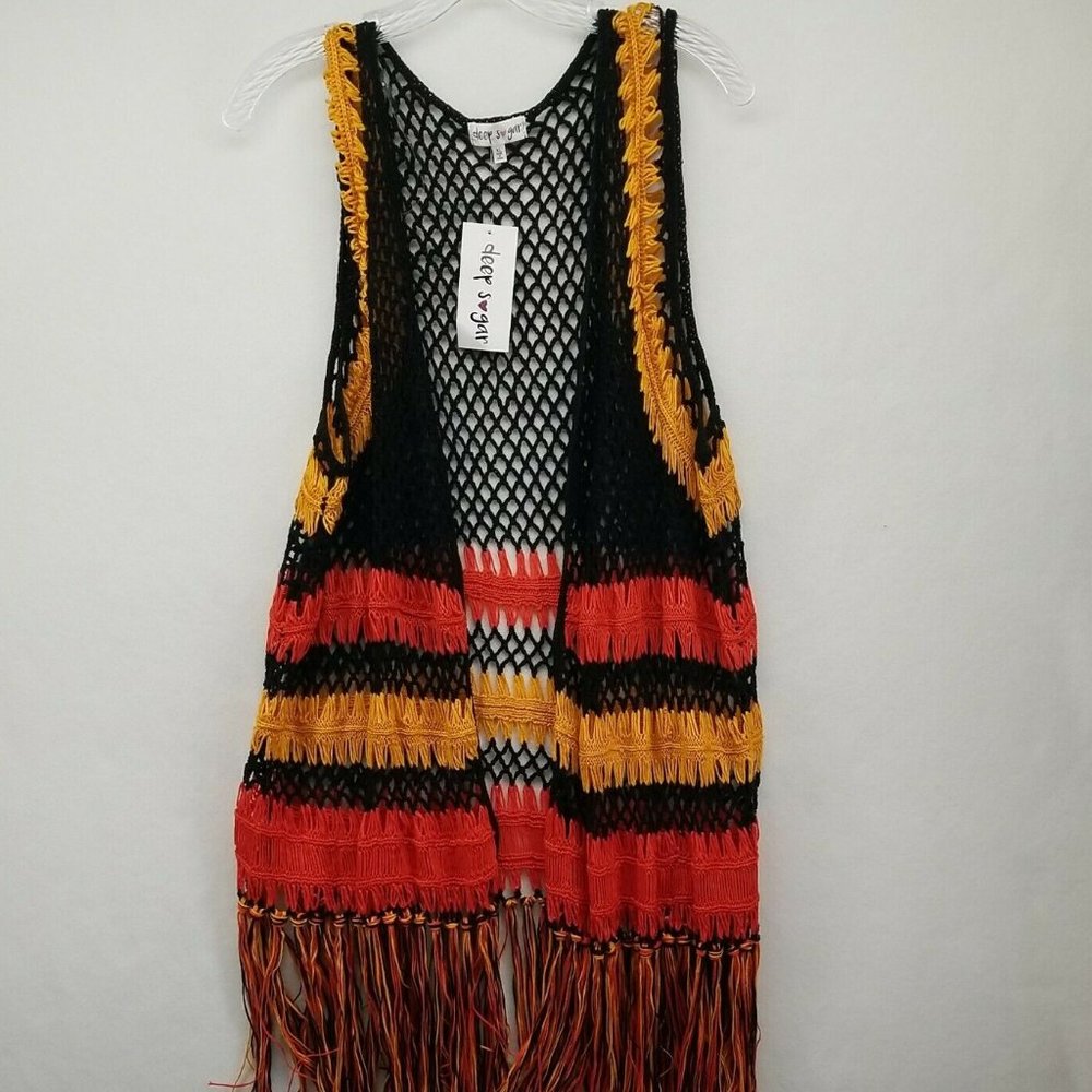 DEEP SUGAR CROCHET VEST  Size L SLEEVELESS BOHO
